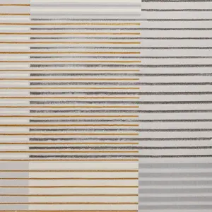 Grey Gold Striped Modern Easy To Clean Dining Room Rug-120cm X 170cm