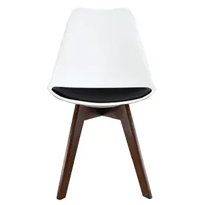 Soho White & Black Plastic Dining Chair with Squared Dark Wood Legs