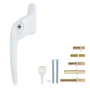 XFORT Cranked Left Window Handle Installation Kit in White