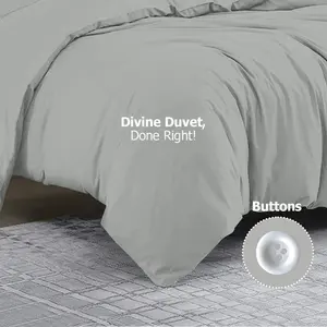 Klarita Polyester Solid Colour Duvet Cover Set with Pillowcases Grey / Double - 2 Pillowcase (50 x 75 cm)