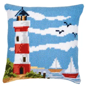 CUSHION LIGHTHOUSE - Cross Stitch Kit: Cushion: Lighthouse Scene - Vervaco