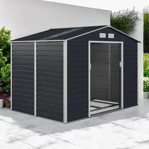  9.1 ft. W x 10.5 ft. D Metal Pent Garden Shed Grey