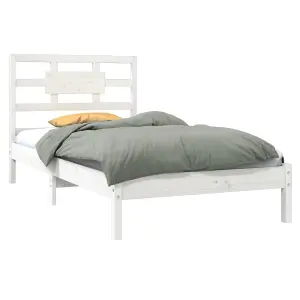 Berkfield Bed Frame White Solid Wood 90x190 cm 3FT Single