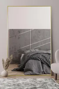 MirrorOutlet Artus - Gold Aluminium Edged Full Length Wall Leaner Mirror 68" X 43" (174CM X 110CM)