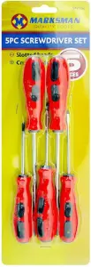 Set Of 2 Screwdriver 5Pc Set Phillips Slotted Tool Diy Home Garage Work Handle Grip