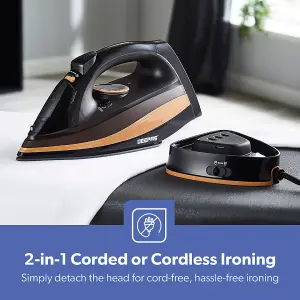 Geepas 2 in 1 Cordless Steam Iron Temperature Control 2400W