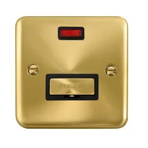 Curved Satin / Brushed Brass 13A Fused Ingot Connection Unit With Neon - Black Trim - SE Home