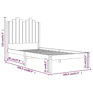 Berkfield Bed Frame Honey Brown Solid Wood Pine 100x200 cm