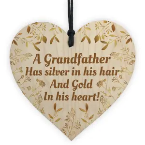 Red Ocean Grandfather Grandad Gifts Novelty Wood Heart Gift For Birthday Fathers Day Christmas