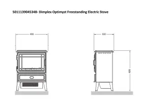 Dimplex Optimyst 2000W Matt Black Cast iron effect Electric Stove (H)620mm (W)480mm