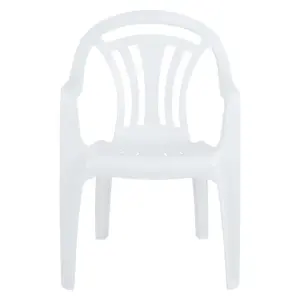 12 x White Plastic Indoor Outdoor Stackable Low Back Patio Garden Chairs