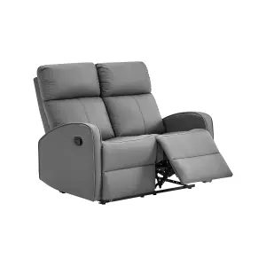 2 Seater Manual Reclining Sofa in Grey Leather - Parma