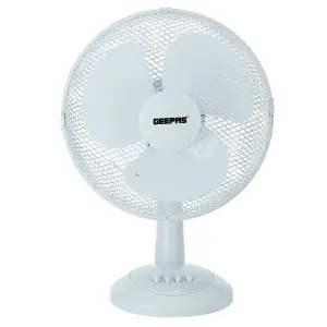 Geepas 12 inch 3 Speed Portable Desk Fan- Low Noise, Oscillating, Home Office Cooling Fan