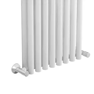 Right Radiators 1200x545 mm Double Vertical Round Column Style Designer Radiator Heated Rads White