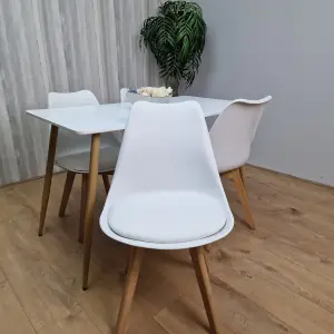 White Kitchen Dining Table With 4 Grey Tulip Chairs Table Set Of 4