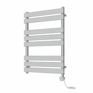 Rinse Bathrooms Flat Panel Electric Heated Towel Rail Touch Screen Timer Bathroom Radiator Prefilled Chrome 800x600mm 400W