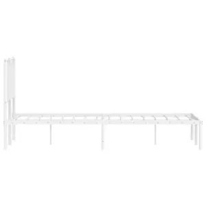 Berkfield Metal Bed Frame without Mattress with Headboard White 120x200cm