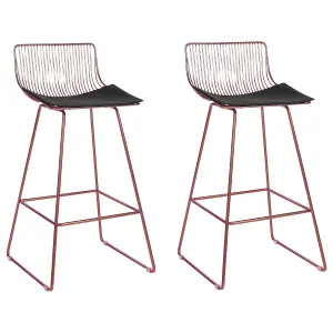 Set of 2 Metal Bar Chairs Rose Gold FREDONIA