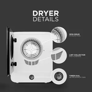 DMD 3kg Countertop Vented Tumble Dryer 830W 5 Modes Freestanding/Wall Mounted Brackets Supplied