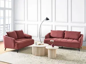 Fabric Sofa Set Burgundy HOBRO