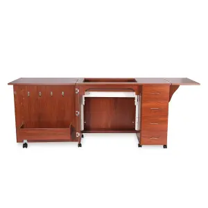 Harriet Fold-away Sewing Cabinet with Drawers in Teak