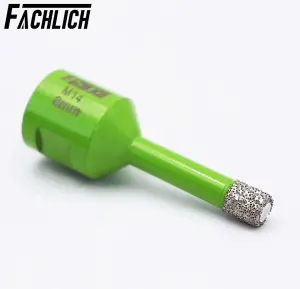 FACHLICH tile drill bits set 4pcs sizes 6-6-8mm + chamfer bit M14 grinder thread