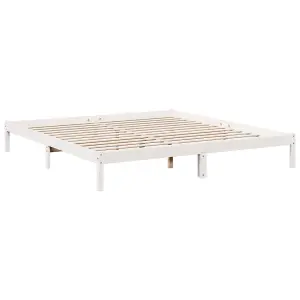 Berkfield Extra Long Bed Frame without Mattress White 200x210 cm Solid Wood Pine