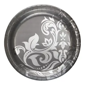 Creative Party Paper Round 25th Anniversary Party Plates (Pack of 18) Silver (One Size)