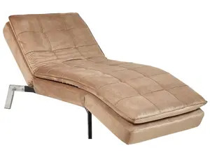 Velvet Chaise Lounge Light Brown LOIRET