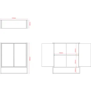 Lana Matt Brown Double Bathroom Wall cabinet With 2 mirror doors (H)600mm (W)535mm