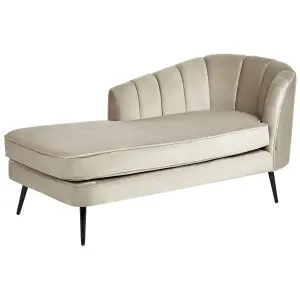 Right Hand Velvet Chaise Lounge Beige ALLIER