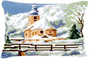 CUSHION ALPINE 2 - Cross Stitch Kit: Cushion: Alpine Scene 2 - Vervaco