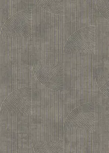 Muriva Charcoal Geometric Fabric effect Patterned Wallpaper