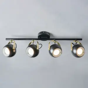 Litecraft Eyeball Black and Brass Adjustable Spotlight Bar