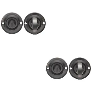 2 PACK - Small Bathroom Thumbturn Lock And Release Handle 67mm Spindle Matt Black