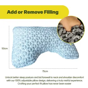 Brightr MoonHug Adjustable Memory Foam Pillow - Best Neck Pain & Side Sleeper Pillow - Hypoallergenic - Ergonomic Contoured Shape