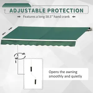 Garden Retractable Awning Patio Canopy Awning Manual Door Awning Outdoor Sun Shade Shelter with Winding Handle,Green,2.5 m x 2 m