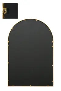 MirrorOutlet The Arcus Gold Metal Framed Arched Garden Wall Mirror 120CM X 80CM