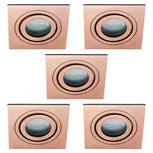 Litecraft 5 Pack Copper 1 Lamp Modern IP65 Square Tiltable Bathroom Downlights