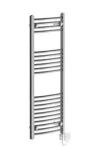 Right Radiators Electric Heated Towel Rail Radiator Curved Pre-filled Thermostatic Ladder Warmer Chrome 1200x500 mm