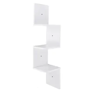 3 Tiers Wall Mount Corner DIY Wooden Shelf Floating - White