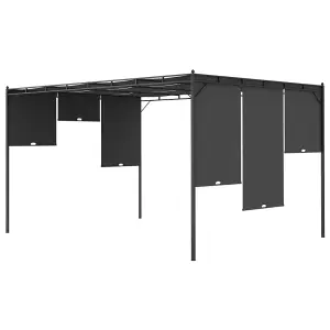 Berkfield Garden Gazebo with Side Curtain 4x3x2.25 m Anthracite