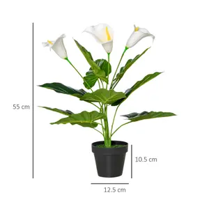 HOMCOM Artificial Set of 2 Calla Lily Flower Faux Plant for Indoor Décor