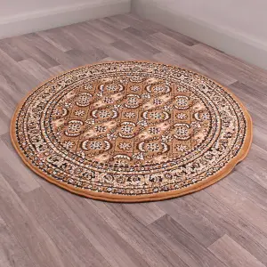 Traditional Poly Esta Gold Rug by Rug Style-120cm (Circle)