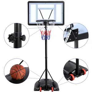 Yaheetech Black Portable Basketball Hoop with Wheels