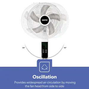 Geepas 16inch Pedestal Fan with Remote Control 60W Powerful Free-Standing Oscillating Cooling Fan, Height Adjustable