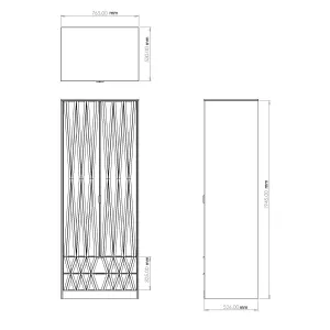 Diamond Ready assembled Modern Matt white 2 Drawer Tall Double Wardrobe (H)1970mm (W)740mm (D)530mm