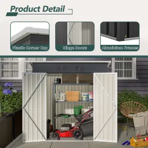 Birchtree 4X6FT Metal Garden Shed Pent Roof Free Foundation Base Storage House Anthracite