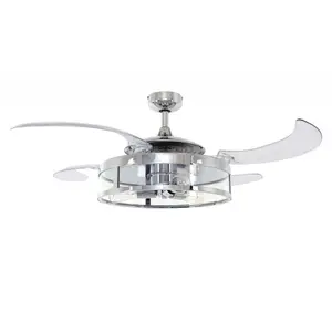 122 Cm Ceiling Fan Adilene With Remote Control Chrome with Transparent Blades