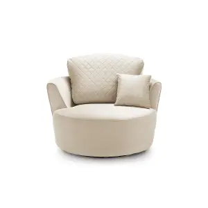 Chicago Velvet Swivel Chair in Cream